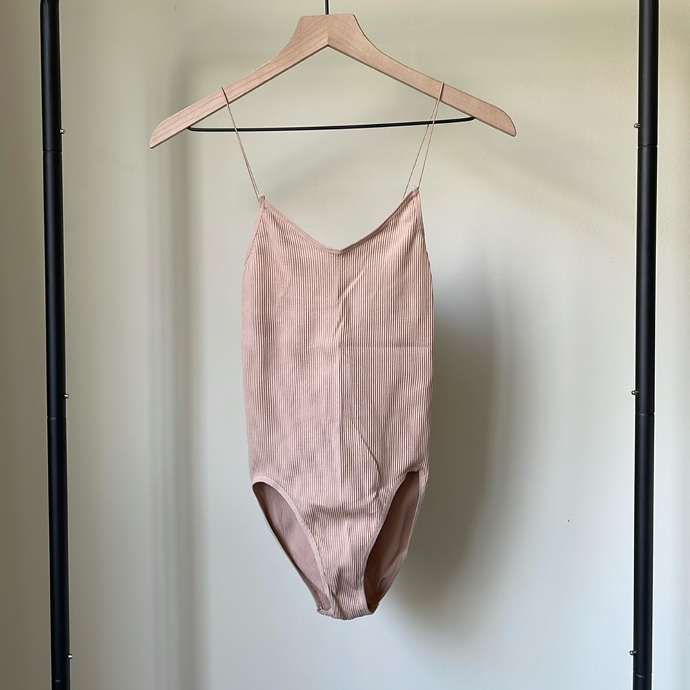 Urban Outfitters Out From Under Ribbed Bodysuit in Cream Beige